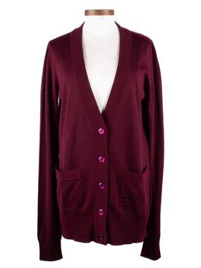 MAISON MARGIELA Burgundy Wool Cardigan Sz XL